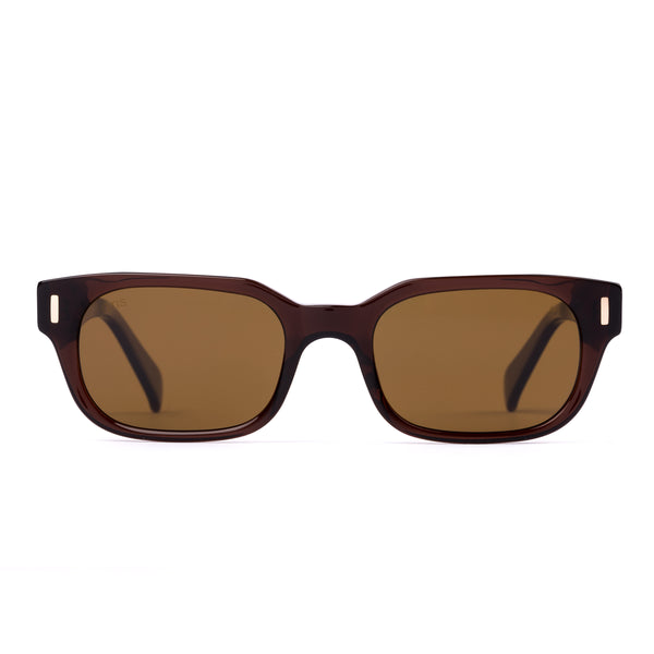 Brown rectangle sunglasses on a white background