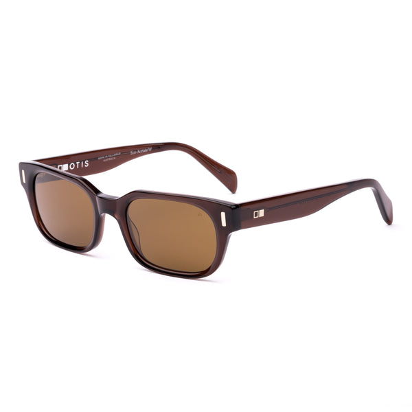 Brown rectangle sunglasses on a white background