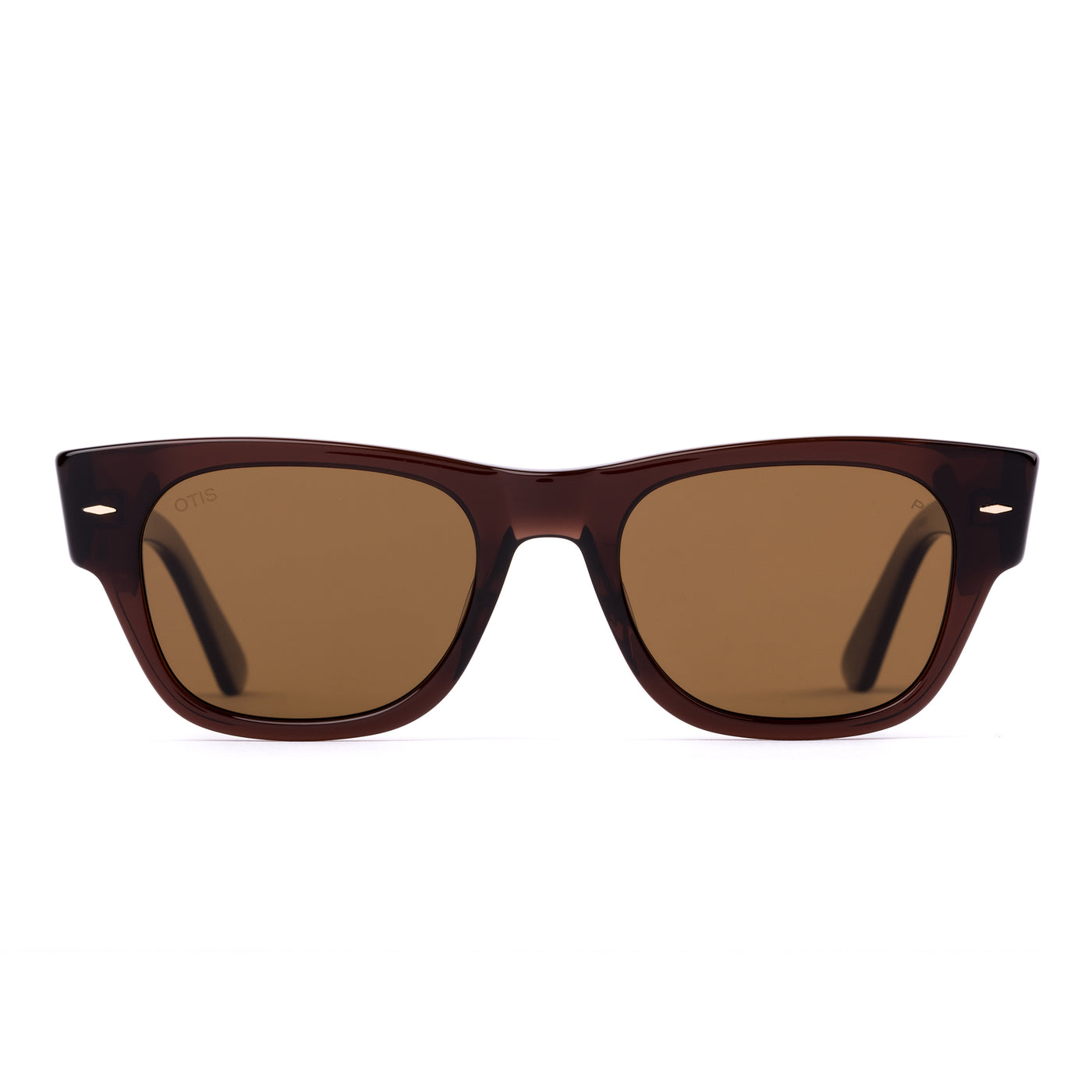 Brown wayfarer sunglasses on a white background