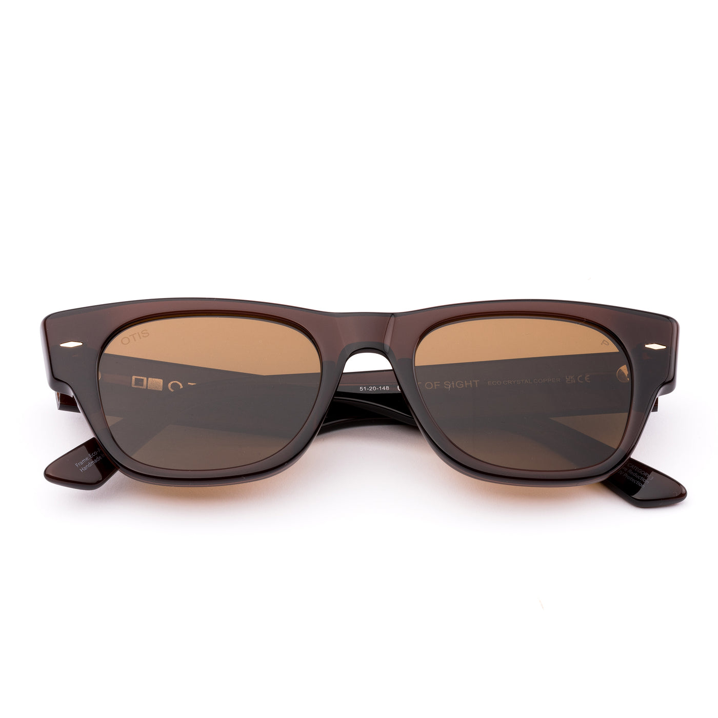 Brown wayfarer sunglasses on a white background