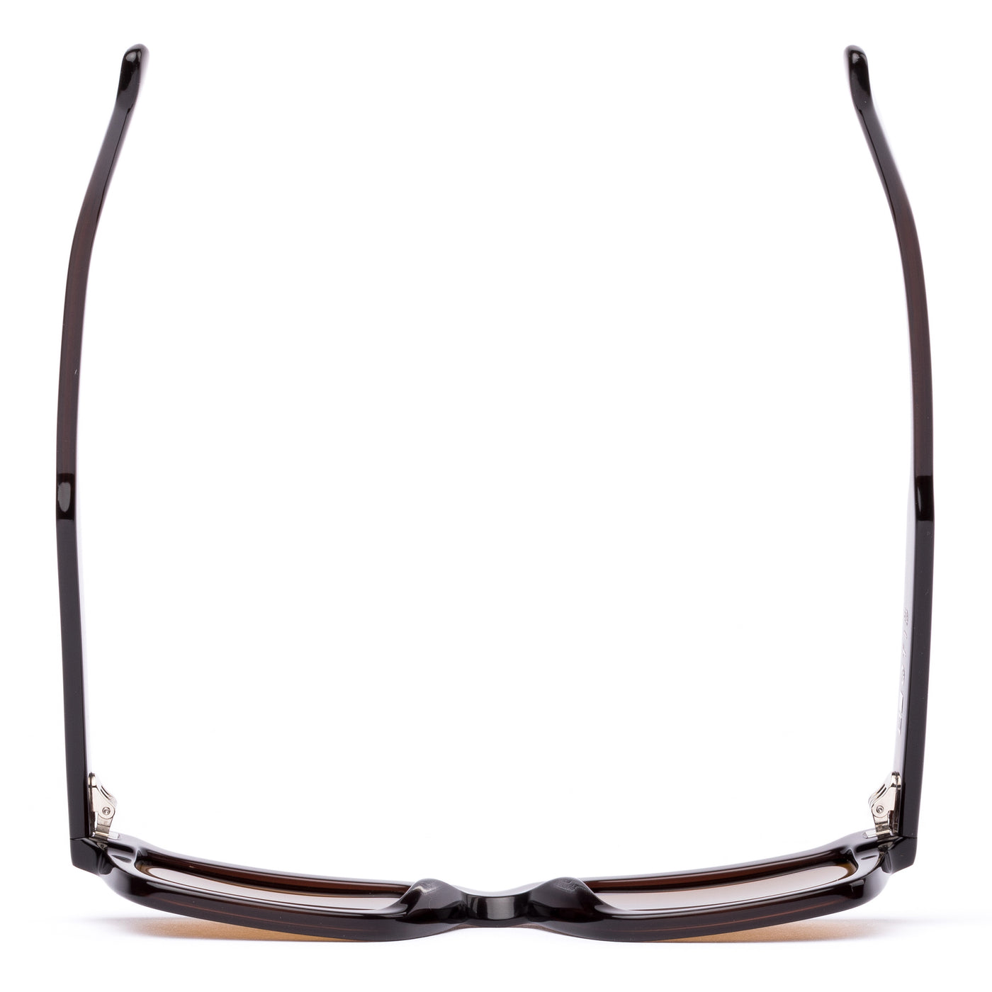 Square sunglasses with brown frame and brown lenses on a white background
