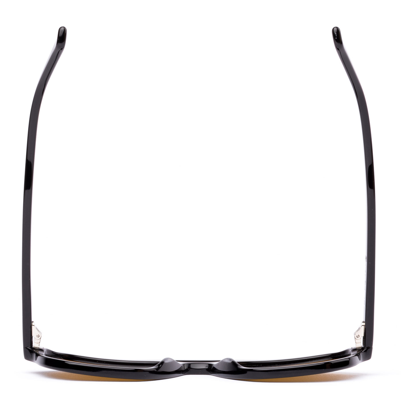 Aviator sunglasses with brown lenses and black frame on a white background.
