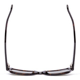 Wayfarer sunglasses with tortoiseshell frame and dark lenses on a white background