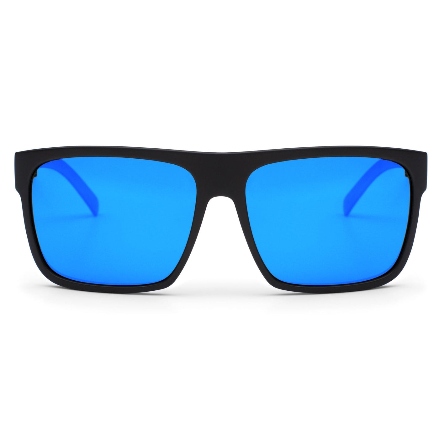 Black OTIS Eyewear sunglasses with blue reflective lenses