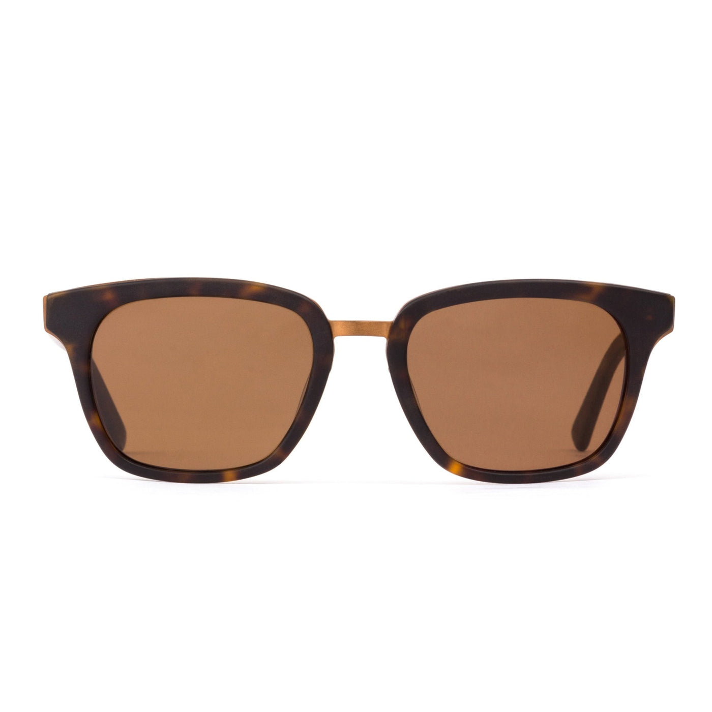 Brown and gold OTIS Eyewear sunglasses from the front