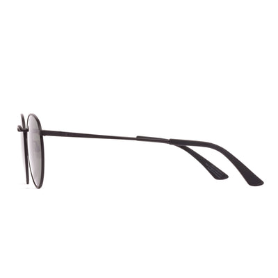 Black wire frame sunglasses with black temple tips