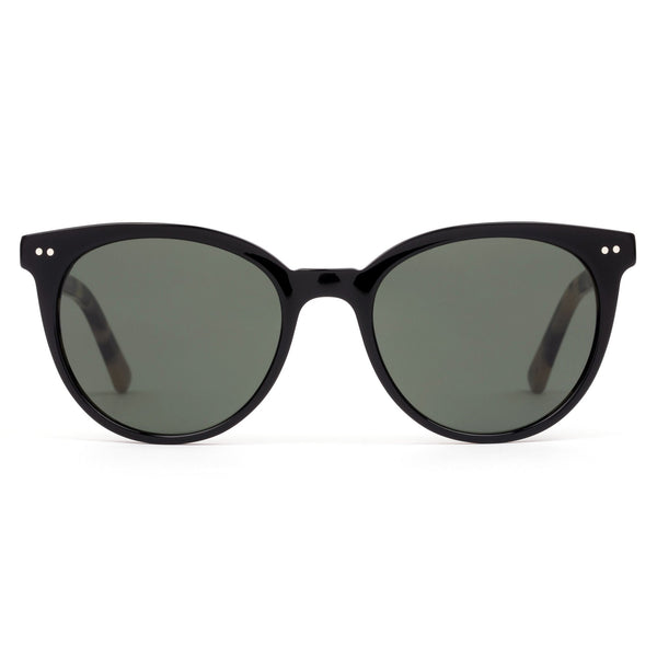 Black scratch resistant sunglasses by OTIS eyewear called Jazmine in Eco Havana Licorice