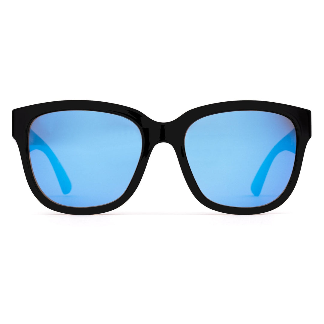 Orentas Ultra Thin Lightweight Sunglasses - Polarized UV400, Metal Frame, Black Blue Mirror