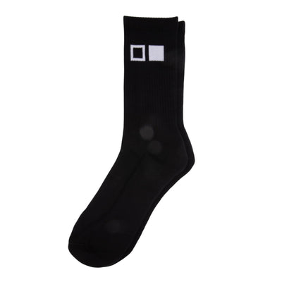 Black crew socks with OTIS Eyewear logo