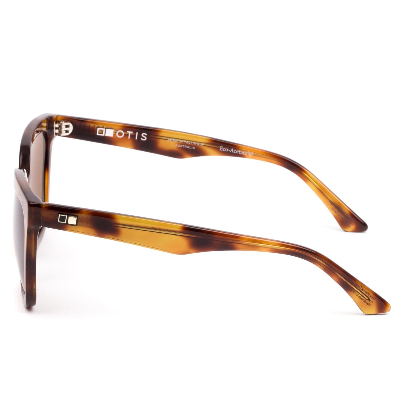 Tort sustainable sunglasses by OTIS eyewear called Pursuit in Eco Havana Zinnia